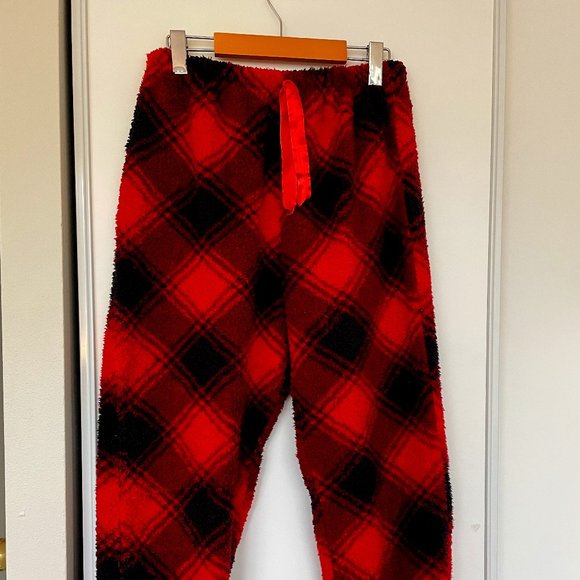 Sherpa Red Plaid PJ Pants - Picture 1 of 3